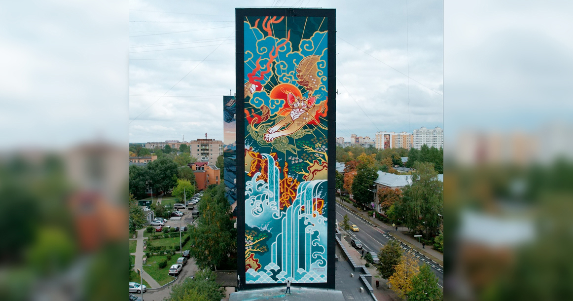 img - Это мурал "Хранитель солнца", написанный московскими художниками на многоэтажке в Балашихе | Новости