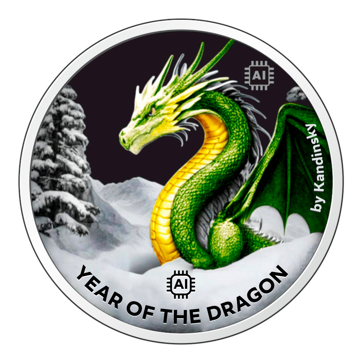 Нейросеть Сбера Кандинского нарисовала дракона для памятной монеты | Новости компании